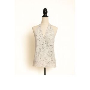 Tibi Splatter Dot Halter Top White Multicolor Print Wrap Style Size S